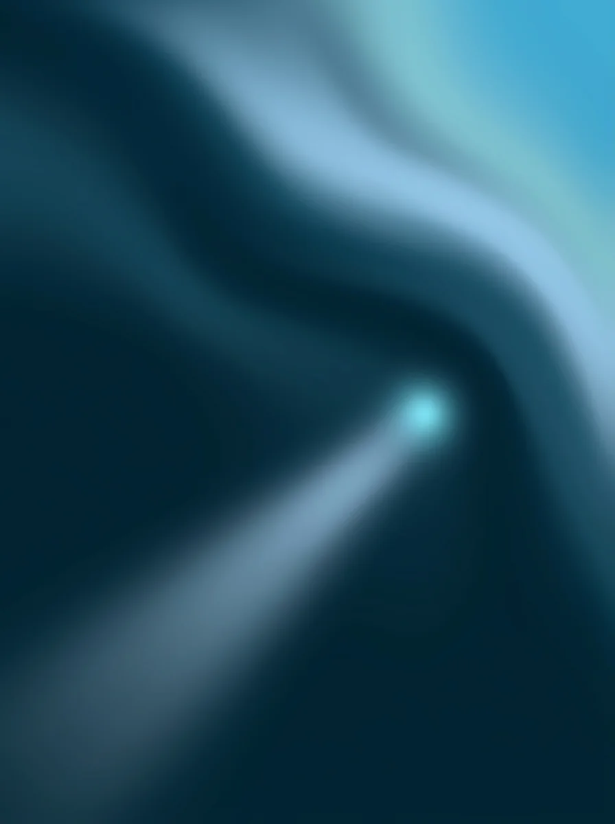 Abstract blue beam of light crossing a deep navy field